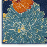 Nourison Allur Navy Multicolor 4' x 6' Area Rug, Modern, Floral, Bed Room, Living Room, Dining Room, Kitchen, Easy Cleaning, Non Shedding