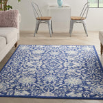 Nourison Whimsicle Traditional Navy Multicolor 4' x 6' Area Rug, Easy Cleaning, Non Shedding, Bed Room, Living Room, Dining Room, Kitchen (4x6)