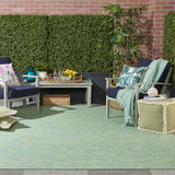 Nourison Positano Indoor/Outdoor Blue/Green 7' x 10' Area Rug, Easy Cleaning, Non Shedding, Bed Room, Living Room, Dining Room, Backyard, Deck, Patio (7x10)