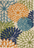 Nourison Aloha Indoor/Outdoor Multicolor 3'6" x 5'6" Area-Rug, Tropical, Botanical, Easy-Cleaning, Non Shedding, Bed Room, Living Room, Dining Room, Deck, Backyard, Patio (3x5)
