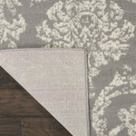 Nourison Jubilant Damask Grey 7' x 10' Area Rug, Easy Clean, Non Shedding, Bed Room, Living Room, Dining Room, Kitchen (7x10)