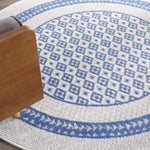 Nourison Whimsicle Geometric Ivory Blue 5' x Round Area Rug, Easy Cleaning, Non Shedding, Bed Room, Living Room, Dining Room, Kitchen (5 Round)