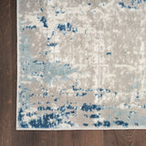 Nourison Concerto Distressed Ivory Grey Blue 2'2" x 10' Area_Rug, Easy-Cleaning, Non Shedding, Bed Room, Living Room, Dining Room, Kitchen (2x10)