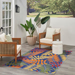 Nourison Aloha Indoor/Outdoor Navy Multicolor 3'6" x 5'6" Area Rug, Easy Cleaning, Non Shedding, Bed Room, Living Room, Dining Room, Backyard, Deck, Patio (4x6)