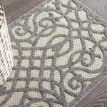 Nourison Palamos Indoor/Outdoor Cream Grey 2'2" x 3'9" Area Rug, Easy Cleaning, Non Shedding, Bed Room, Living Room, Dining Room, Backyard, Deck, Patio (2x4)