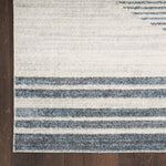 Nourison Astra Machine Washable Geometric Ivory Blue 4' x 6' Area Rug, Easy Clean, Non Shedding, Bed Room, Living Room, Dining Room, Kitchen (4x6)