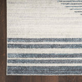 Nourison Astra Machine Washable Geometric Ivory Blue 4' x 6' Area Rug, Easy Clean, Non Shedding, Bed Room, Living Room, Dining Room, Kitchen (4x6)