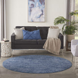 Nourison Essentials 6' x Round Navy Blue Fabric Outdoor Area Rug (6' Round)