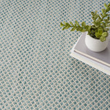 Nourison Courtyard Indoor/Outdoor Ivory/Aqua 6' x Round Area Rug, Easy Cleaning, Non Shedding, Bed Room, Living Room, Dining Room, Backyard, Deck, Patio (6 Round)