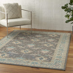 Nourison Tranquil Persian Grey/Pink 4' x 6' Area-Rug, Easy-Cleaning, Non Shedding, Bed Room, Living Room, Dining Room, Kitchen (4x6)