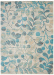 Nourison Tranquil Nature Ivory/Turquoise 5'3" x 7'3" Area -rug, Easy -cleaning, Non Shedding, Bed Room, Living Room, Dining Room, Kitchen (5x7)
