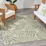 Nourison Garden Oasis Indoor-Outdoor Ivory Green 5' x 7' Area Rug, Easy Cleaning, Non Shedding, Bed Room, Living Room, Dining Room, Backyard, Deck, Patio (5x7)