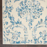 Nourison Jubilant Damask Ivory/Blue 5'3" x 7'3" Area -rug, Easy -cleaning, Non Shedding, Bed Room, Living Room, Dining Room, Kitchen (5x7)