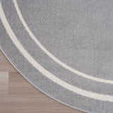 Nourison Essentials 6' x Round Grey/Ivory Contemporary Indoor/Outdoor Rug