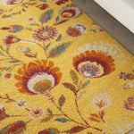 Nourison Allur Floral Yellow Multicolor 5'3" x 7'3" Area -rug, Easy -cleaning, Non Shedding, Bed Room, Living Room, Dining Room, Kitchen (5x7)