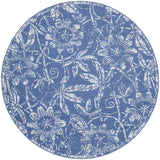 Nourison Whimsicle Floral Blue 5' x Round Area Rug, Easy Cleaning, Non Shedding, Bed Room, Living Room, Dining Room, Kitchen (5 Round)