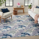 Nourison Washables Floral Grey Blue 6' x 9' Area -Rug, Easy -Cleaning, Non Shedding, Bed Room, Living Room, Dining Room, Kitchen (6x9)