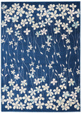 Nourison Tranquil Floral Navy 4' x 6' Area Rug, Easy Cleaning, Non Shedding, Bed Room, Living Room, Dining Room, Kitchen (4x6)