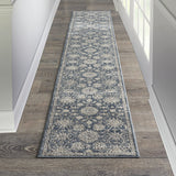Nourison Concerto Traditional Blue/Beige 2'2" x 10' Area -Rug, Easy -Cleaning, Non Shedding, Bed Room, Living Room, Dining Room, Kitchen (2x10)" }