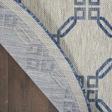 Nourison Garden Party Ivory Blue 5'3" x Round Area Rug, Traditional, Trellis, Bed Room, Living Room, Dining Room, Kitchen, Easy Cleaning, Non Shedding, (5' Round)