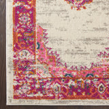 Nourison Passion Ivory/Fuchsia 2'2'' x 7'6'' Area-Rug, Boho, Traditional, Easy-Cleaning, Non Shedding, Bed Room, Living Room, Hallway, (8' Runner)