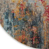 Nourison Celestial Multicolor 4' x Round Area Rug, Abstract, Non Shedding, Easy Cleaning Bed Room, Living Room, Dining Room, Kitchen, (4' Round)