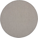 Nourison Courtyard Indoor/Outdoor Ivory/Charcoal 6' x Round Area Rug, Easy Cleaning, Non Shedding, Bed Room, Living Room, Dining Room, Backyard, Deck, Patio (6 Round)