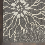 Nourison Passion Charcoal/Blue 6'7" x 9'6" Area Rug, Floral, Farmhouse, Easy Cleaning, Non Shedding, Bed Room, Living Room, Dining Room, Kitchen, (7' x 10')