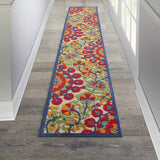 Nourison Aloha Indoor/Outdoor Red/Multi 2'3" x 10' Area Rug, Easy Cleaning, Non Shedding, Bed Room, Living Room, Dining Room, Deck, Backyard, Patio (2x10)