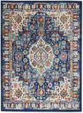 Nourison Passion Moroccan Blue/Multicolor 3'9" x 5'9" Area -Rug, Easy -Cleaning, Non Shedding, Bed Room, Living Room, Dining Room, Kitchen (4x6)