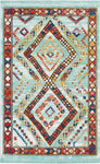 Nourison Tribal Decor Tribal Aqua 3'11'' x 6'2'' Area--Rug, Easy--Cleaning, Non Shedding, Bed Room, Living Room, Dining Room, Kitchen (4x6)