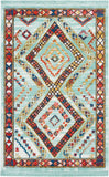 Nourison Tribal Decor Tribal Aqua 3'11'' x 6'2'' Area--Rug, Easy--Cleaning, Non Shedding, Bed Room, Living Room, Dining Room, Kitchen (4x6)