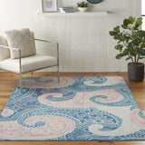 Nourison Jubilant Floral Blue 5'3" x 7'3" Area -Rug, Easy -Cleaning, Non Shedding, Bed Room, Living Room, Dining Room, Kitchen (5x7)