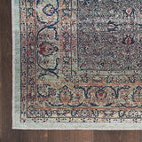 Nourison Brilliance Machine Washable Traditional Vintage Emerald 2' x 6' Area Rug, Easy Clean, Non Shedding, Bed Room, Living Room, Dining Room, Kitchen (2x6)