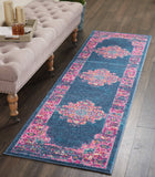 Nourison Passion Blue 2'2" x 10' Area Rug, Boho, Traditional, Easy Clean, Non Shedding, Bed Room, Living Room, Hallway, (10' Runner)
