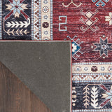 Nourison Fulton Traditional Red 2'3" x 7'6" Area Rug, Easy Clean, Non Shedding, Bed Room, Living Room, Dining Room, Kitchen (2x8)