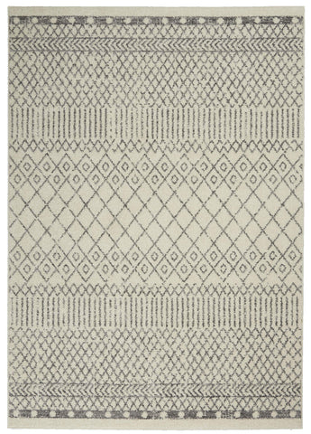 Nourison Passion Bohemian Ivory/Grey 5'3" x Round Area -Rug, Easy -Cleaning, Non Shedding, Bed Room, Living Room, Dining Room, Kitchen (5 Round)
