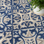 Nourison Aloha Indoor/Outdoor Blue 3'6" x 5'6" Area Rug, Easy Cleaning, Non Shedding, Bed Room, Living Room, Dining Room, Kitchen (4x6)