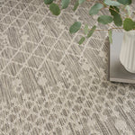 Nourison Positano Indoor/Outdoor Light Grey 9' x 12' Area Rug, Easy Cleaning, Non Shedding, Bed Room, Living Room, Dining Room, Backyard, Deck, Patio (9x12)