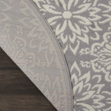 Nourison Jubilant Floral Ivory/Grey 5'3'' x Round Area-Rug, Easy-Cleaning, Non Shedding, Bed Room, Living Room, Dining Room, Kitchen (5 Round)