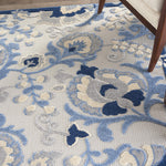 Nourison Aloha Indoor/Outdoor Blue/Grey 3'6" x 5'6" Area Rug, Easy Clean, Non Shedding, Bed Room, Living Room, Dining Room, Backyard, Deck, Patio (4x6)