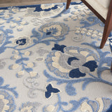 Nourison Aloha Indoor/Outdoor Blue/Grey 3'6" x 5'6" Area Rug, Easy Clean, Non Shedding, Bed Room, Living Room, Dining Room, Backyard, Deck, Patio (4x6)