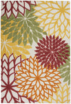 Nourison Aloha Indoor/Outdoor Red Multi Colored 3'6" x 5'6" Area Rug, Tropical, Botanical, Easy Cleaning, Non Shedding, Bed Room, Living Room, Dining Room, Deck, Backyard, Patio (3x5)