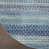 Nourison Passion Bohemian Navy Blue 4' x Round Area -Rug, Easy -Cleaning, Non Shedding, Bed Room, Living Room, Dining Room, Kitchen (4 Round)