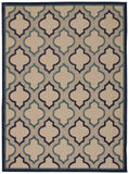 Nourison Aloha Indoor/Outdoor Navy 3'6" x 5'6" Area Rug, Tropical, Botanical, Easy Cleaning, Non Shedding, Bed Room, Living Room, Dining Room, Deck, Backyard, Patio (3x5)