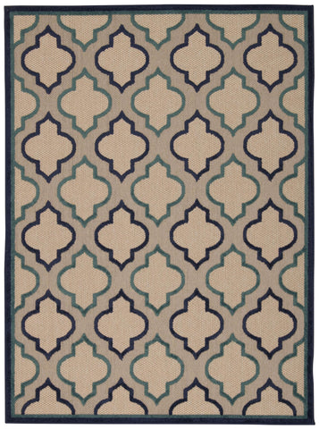Nourison Aloha Indoor/Outdoor Navy 3'6" x 5'6" Area Rug, Tropical, Botanical, Easy Cleaning, Non Shedding, Bed Room, Living Room, Dining Room, Deck, Backyard, Patio (3x5)