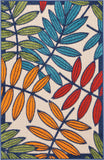 Nourison Aloha Indoor/Outdoor Multicolor 2'8" x 4' Area Rug, Tropical, Botanical, Easy Cleaning, Non Shedding, Bed Room, Kitchen, Living Room, Deck, Backyard, (3' x 4')