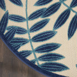 Nourison Aloha Indoor/Outdoor Navy 4' x Round Area Rug, Easy Cleaning, Non Shedding, Bed Room, Living Room, Dining Room, Backyard, Deck, Patio (4 Round)