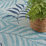 Nourison Garden Oasis Indoor/Outdoor Blue 3' x 5' Area Rug, Easy-Cleaning, Non Shedding, Bed Room, Living Room, Dining Room, Kitchen (3x5)