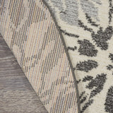 Nourison Passion Charcoal/Blue 5'3" x Round Area Rug, Floral, Farmhouse, Easy Cleaning, Non Shedding, Bed Room, Living Room, Dining Room, Kitchen, (5' Round)